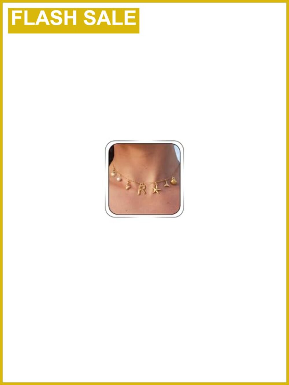 14K Gold Plated Initial R Shell Charm Necklace Adjustable Beach Jewelry